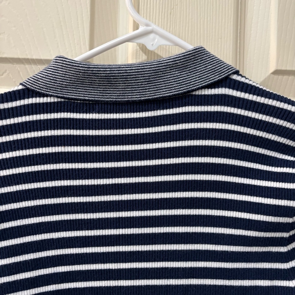 MADEWELL The Signature Knit Polo Sweater Top in Stripe Medium - Picture 12 of 12